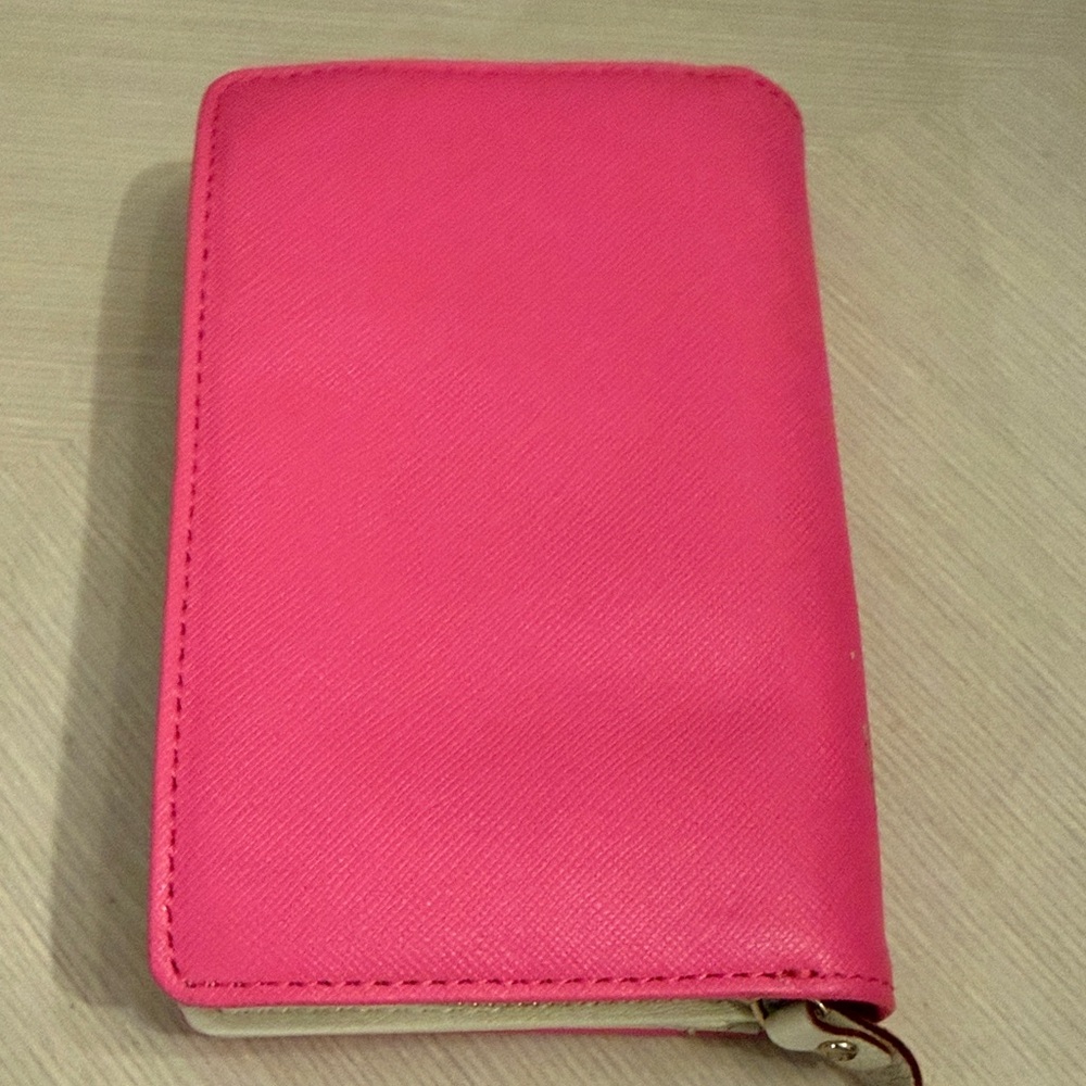 Kate Spade New York Bright Neon Pink Compact Saffiano Jules Wallet Zipper NWT - Picture 10 of 13
